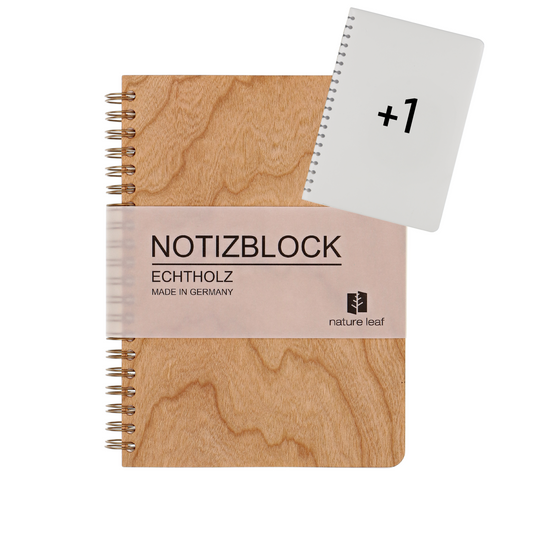 Vielschreiber Set | Notizblock aus Holz Kirsche | 200 Seiten inkl. 1x Nachfüllung